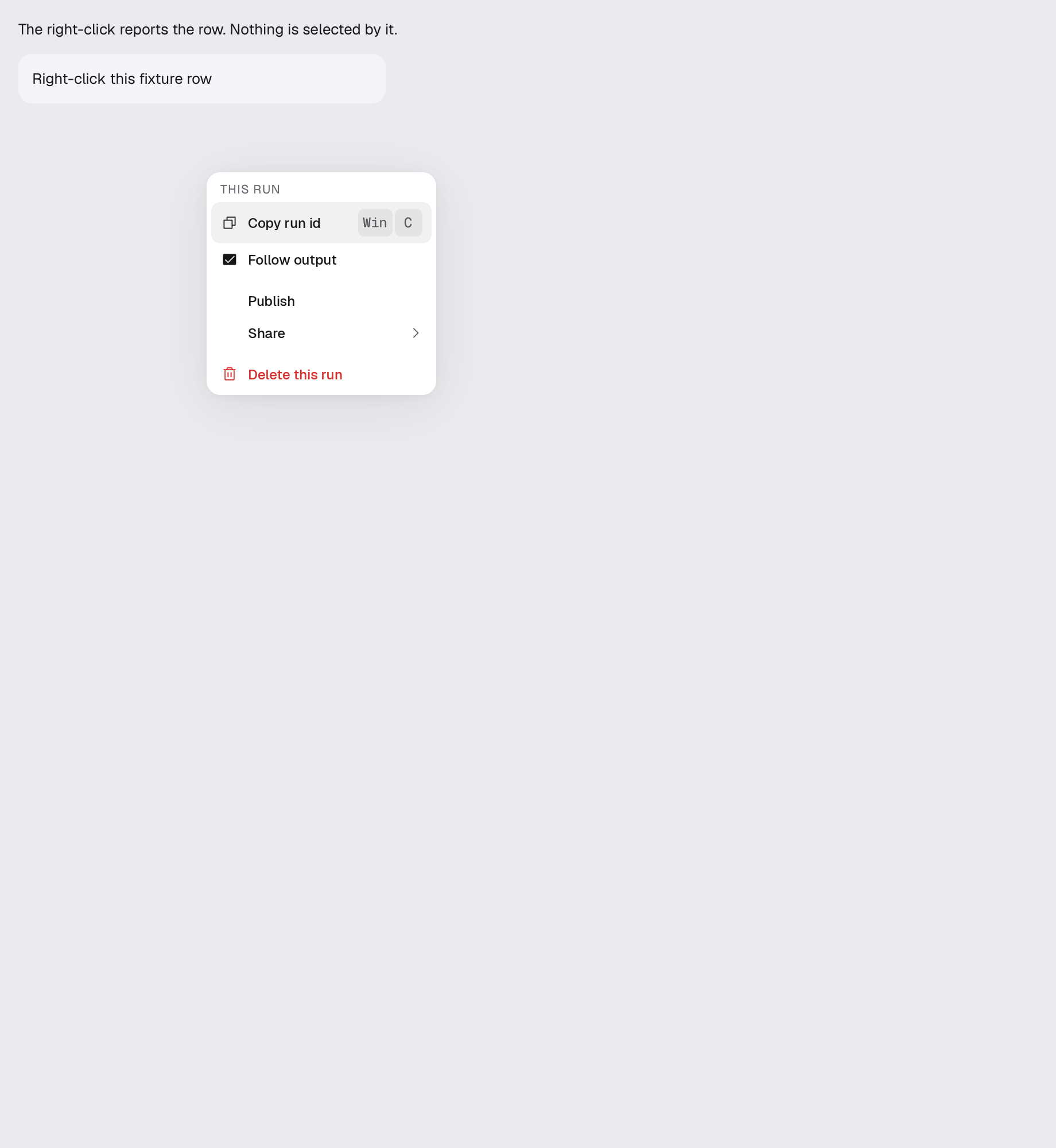 The context-menu scene in studio-light