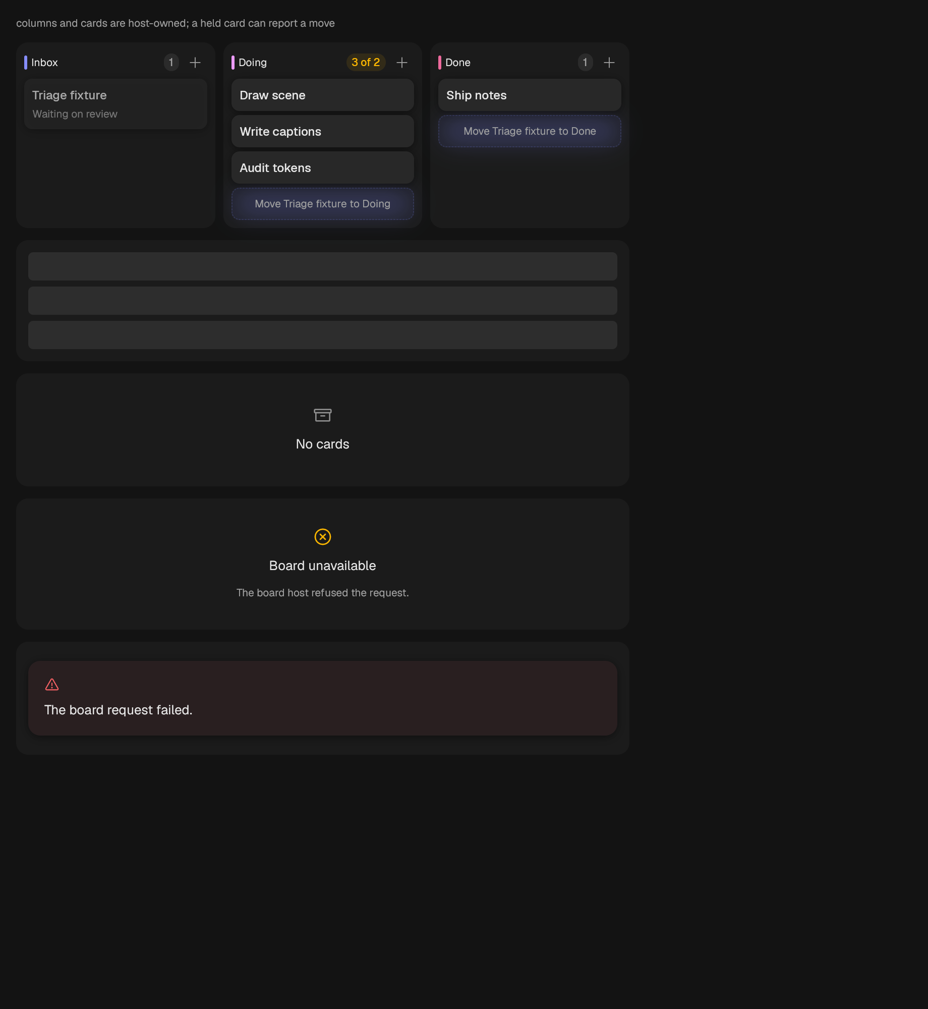The KanbanBoard component in kanban