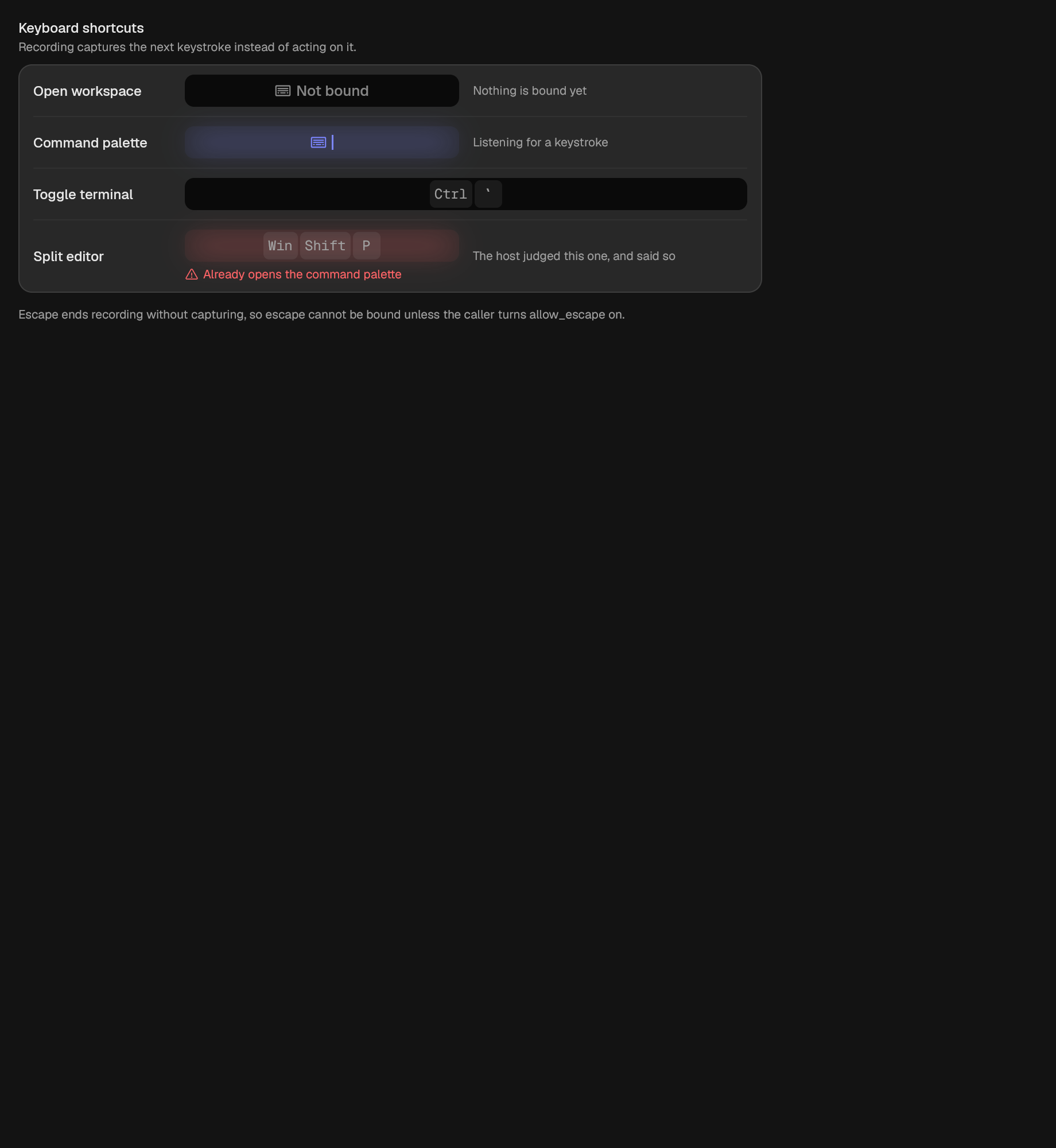 The KeybindingRecorder component in keybinding