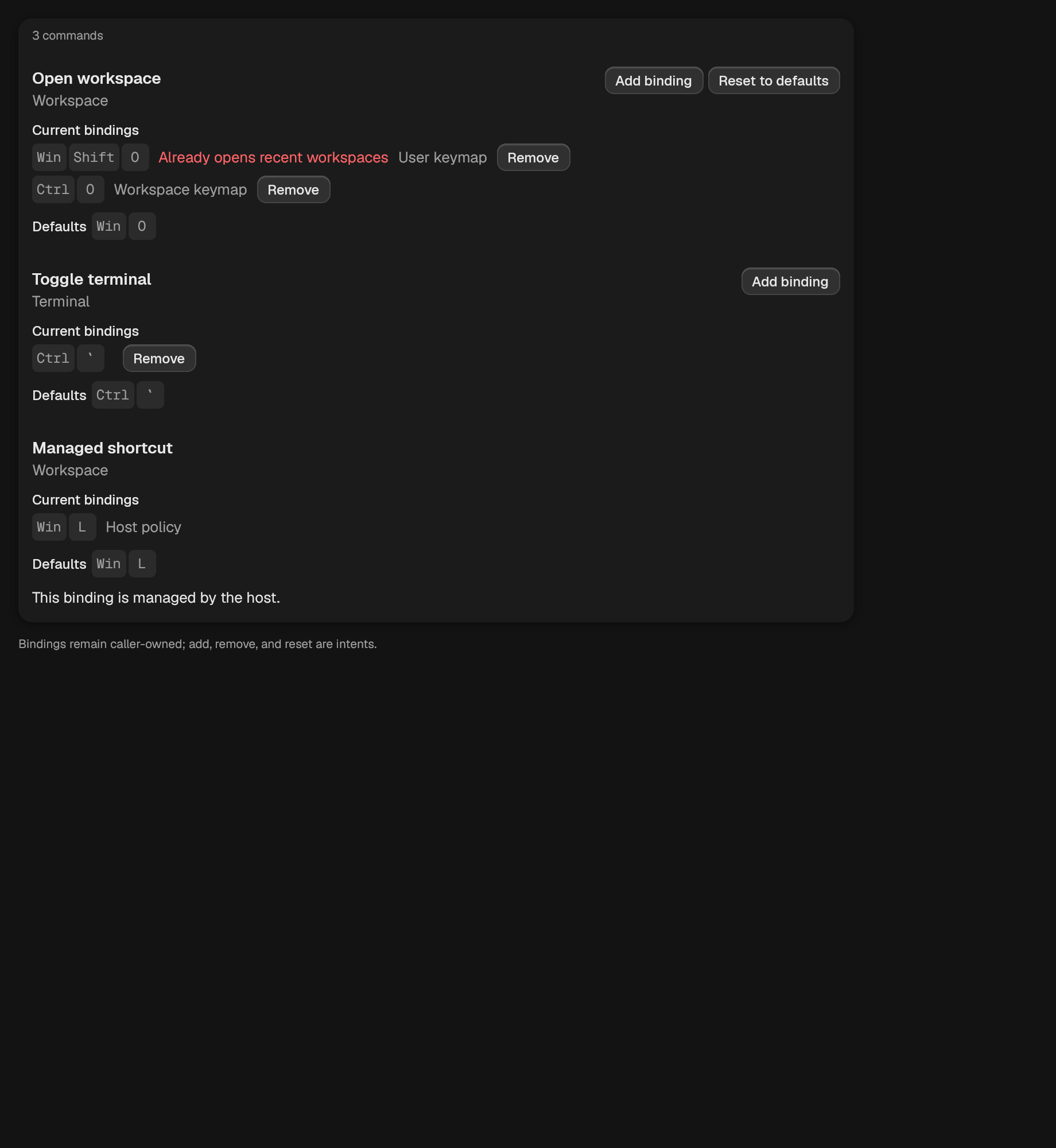 The KeymapEditor component in keymap-editor