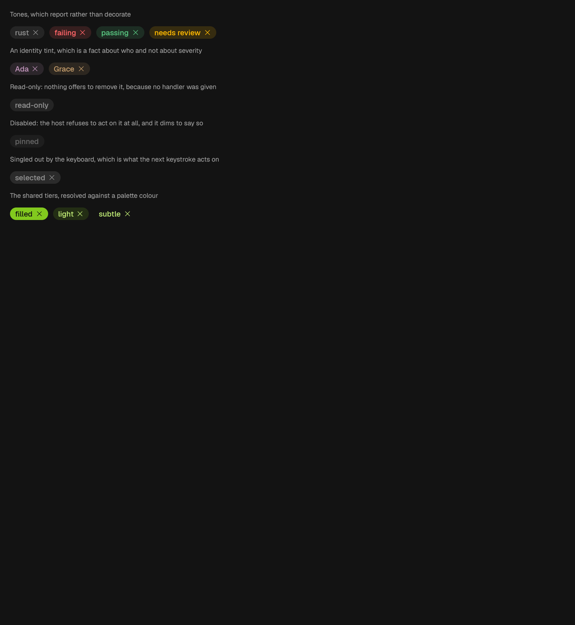 The Tag component in tag