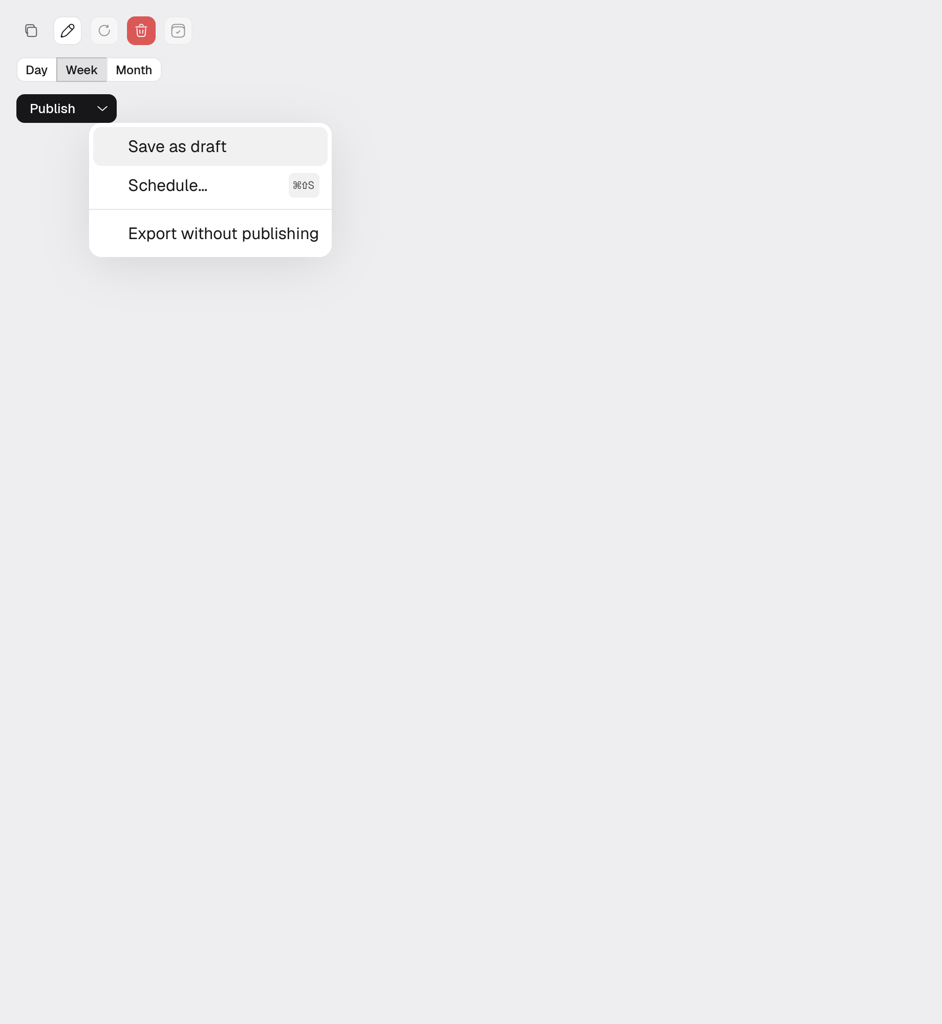 actions in the light theme