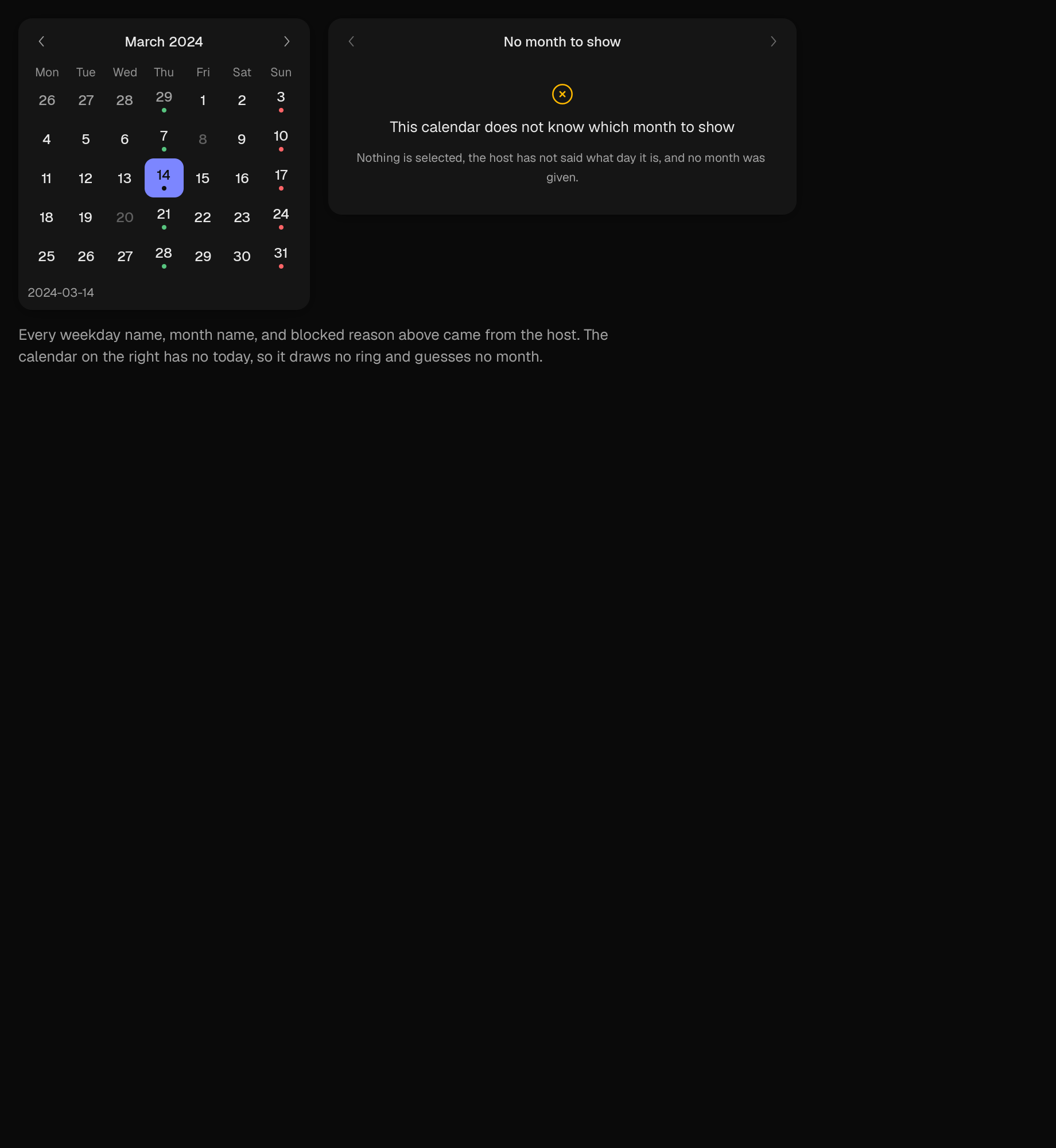 The calendar scene
