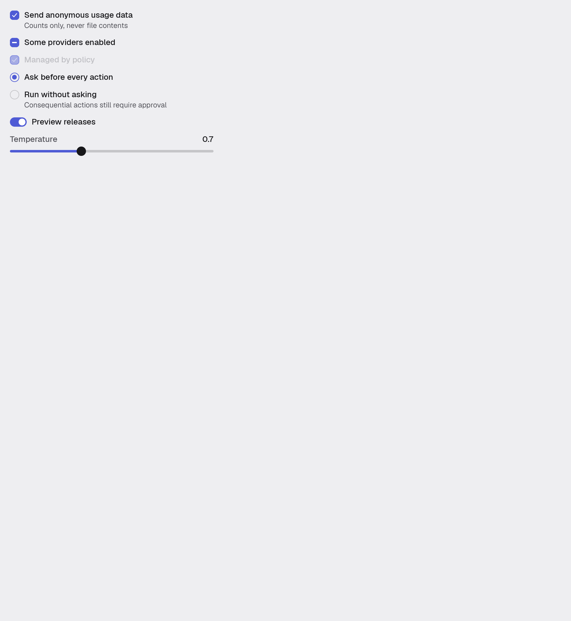 choice in the light theme