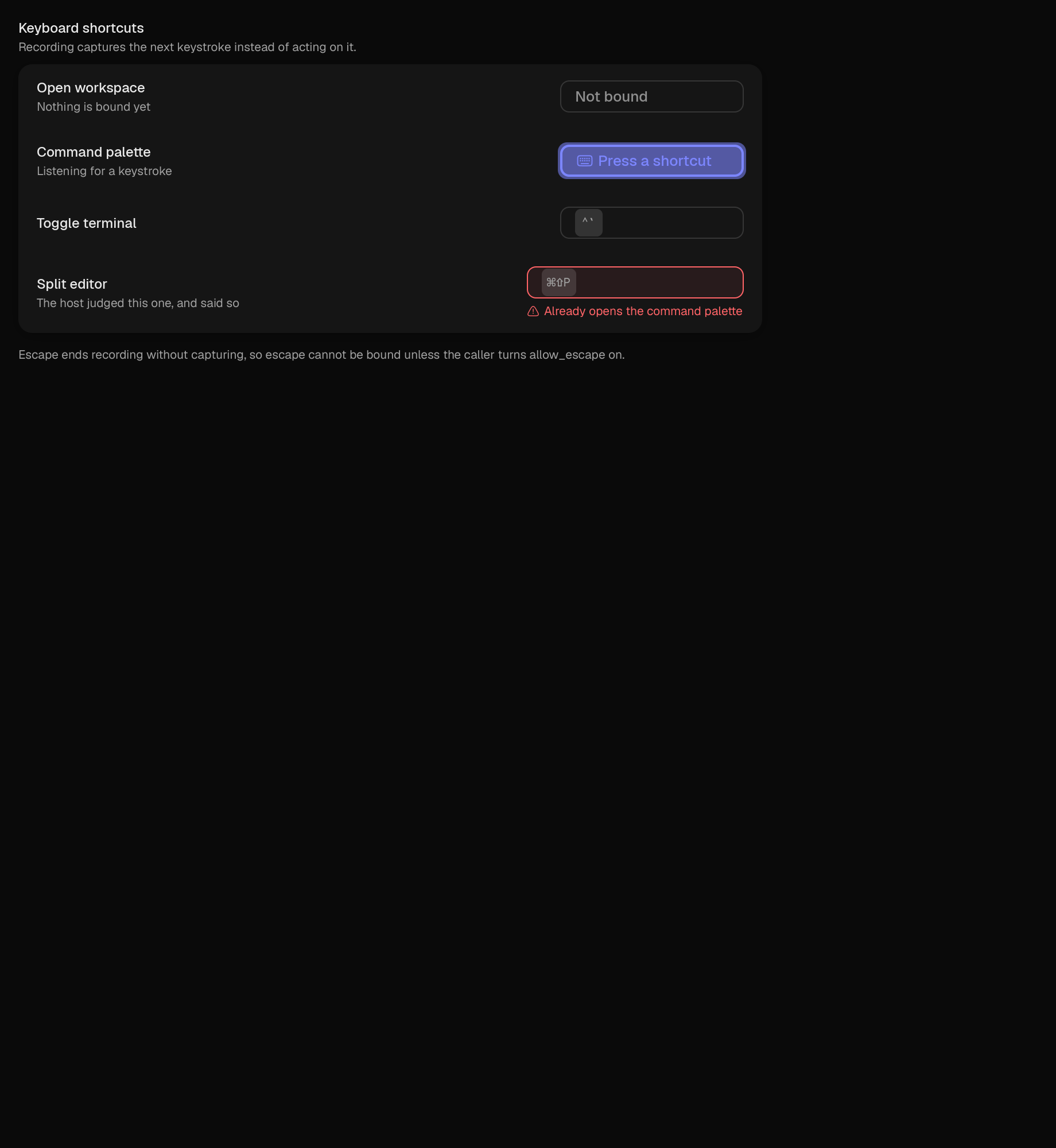 The keybinding scene