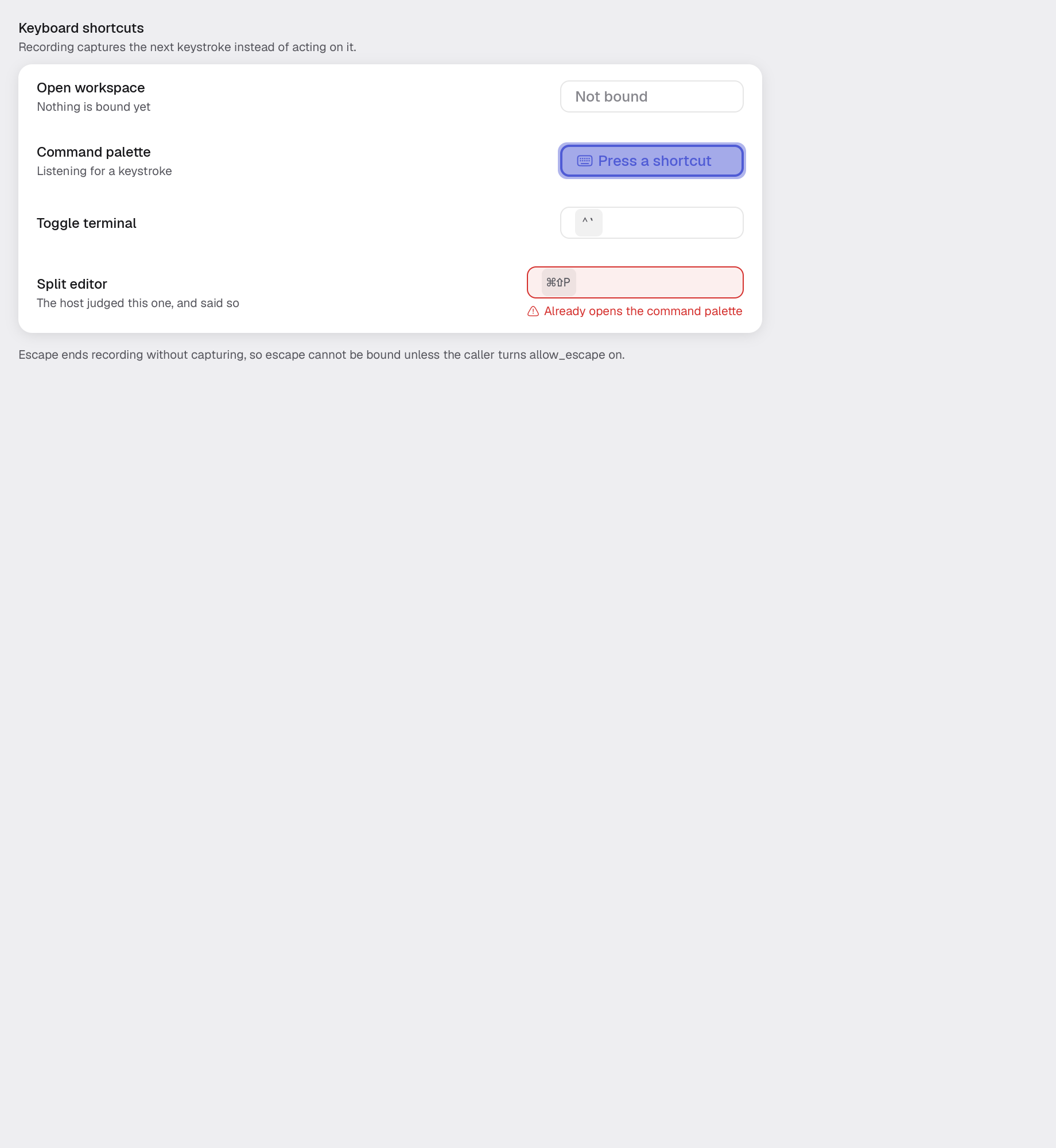 keybinding in the light theme