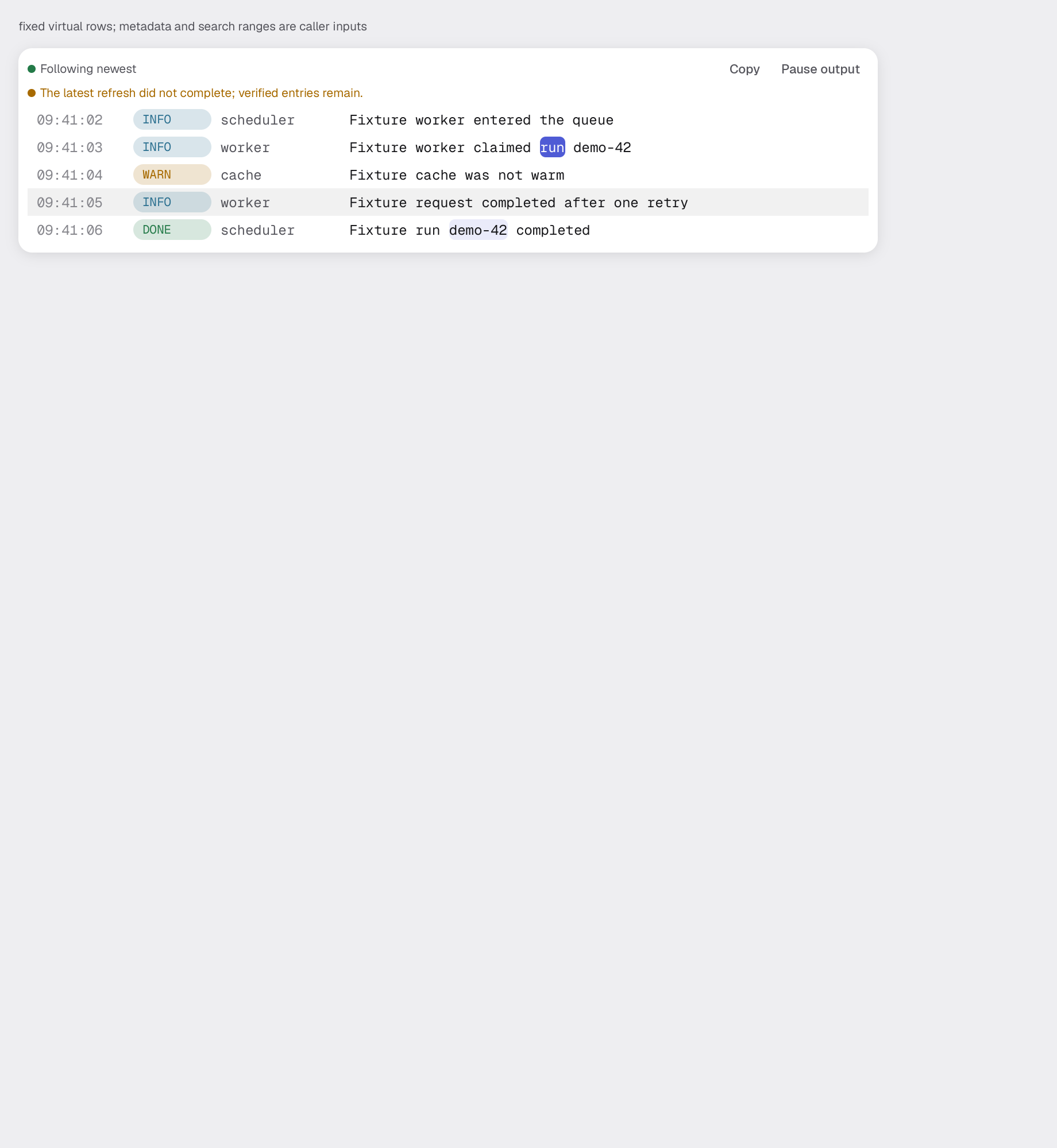 log-stream in the light theme