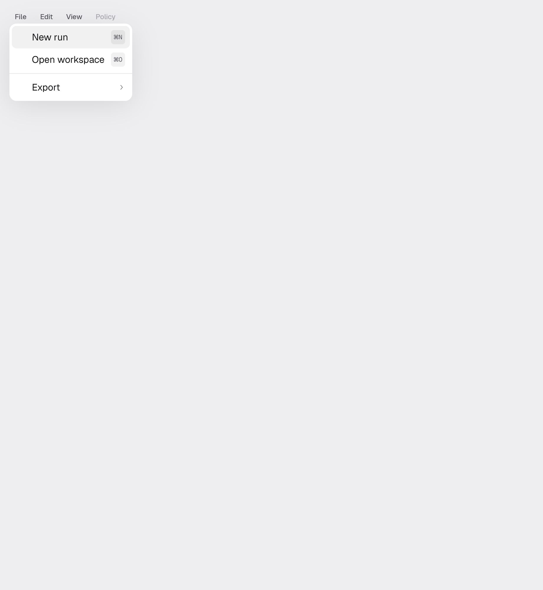 menubar in the light theme