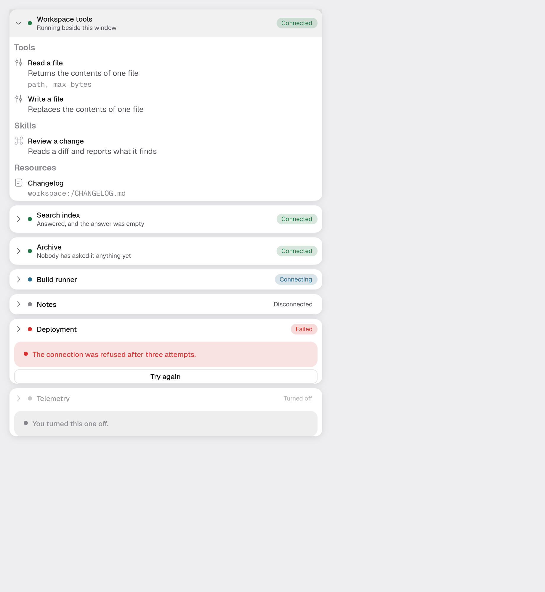 server-list in the light theme